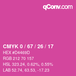 Color code: CMYK 0 / 67 / 26 / 17 | qconv.com