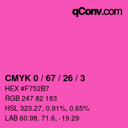 カラーコード: CMYK 0 / 67 / 26 / 3 | qconv.com