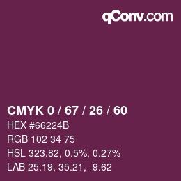 カラーコード: CMYK 0 / 67 / 26 / 60 | qconv.com