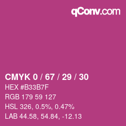 Farbcode: CMYK 0 / 67 / 29 / 30 | qconv.com