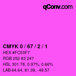 カラーコード: CMYK 0 / 67 / 2 / 1 | qconv.com
