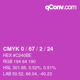 カラーコード: CMYK 0 / 67 / 2 / 24 | qconv.com