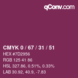 カラーコード: CMYK 0 / 67 / 31 / 51 | qconv.com