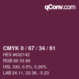颜色代码: CMYK 0 / 67 / 34 / 61 | qconv.com