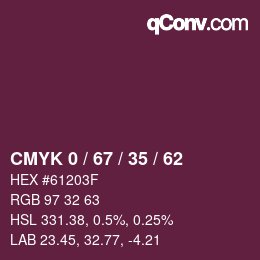 Color code: CMYK 0 / 67 / 35 / 62 | qconv.com