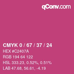 カラーコード: CMYK 0 / 67 / 37 / 24 | qconv.com