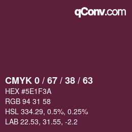 Color code: CMYK 0 / 67 / 38 / 63 | qconv.com