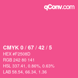 Farbcode: CMYK 0 / 67 / 42 / 5 | qconv.com