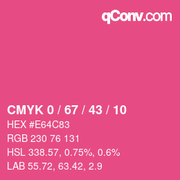 カラーコード: CMYK 0 / 67 / 43 / 10 | qconv.com