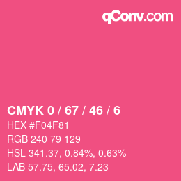 Color code: CMYK 0 / 67 / 46 / 6 | qconv.com