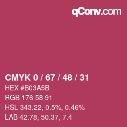 颜色代码: CMYK 0 / 67 / 48 / 31 | qconv.com