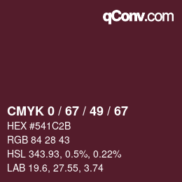 Color code: CMYK 0 / 67 / 49 / 67 | qconv.com