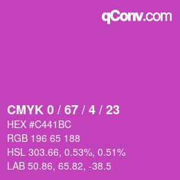 カラーコード: CMYK 0 / 67 / 4 / 23 | qconv.com