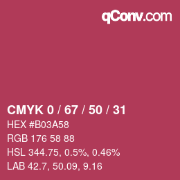 颜色代码: CMYK 0 / 67 / 50 / 31 | qconv.com