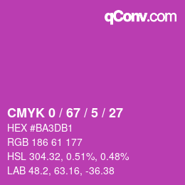 カラーコード: CMYK 0 / 67 / 5 / 27 | qconv.com