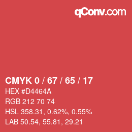 Color code: CMYK 0 / 67 / 65 / 17 | qconv.com