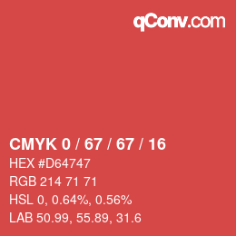 Color code: CMYK 0 / 67 / 67 / 16 | qconv.com