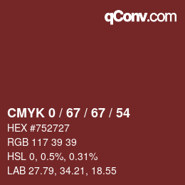 颜色代码: CMYK 0 / 67 / 67 / 54 | qconv.com