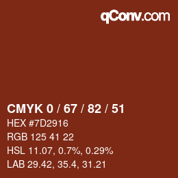 颜色代码: CMYK 0 / 67 / 82 / 51 | qconv.com