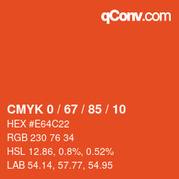 Color code: CMYK 0 / 67 / 85 / 10 | qconv.com
