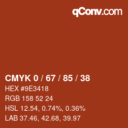 Farbcode: CMYK 0 / 67 / 85 / 38 | qconv.com