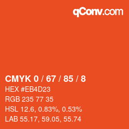 Color code: CMYK 0 / 67 / 85 / 8 | qconv.com