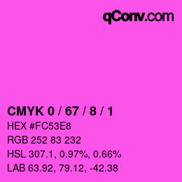 カラーコード: CMYK 0 / 67 / 8 / 1 | qconv.com