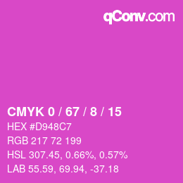 Farbcode: CMYK 0 / 67 / 8 / 15 | qconv.com