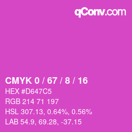 カラーコード: CMYK 0 / 67 / 8 / 16 | qconv.com