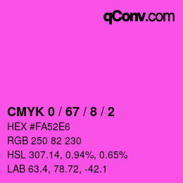 カラーコード: CMYK 0 / 67 / 8 / 2 | qconv.com