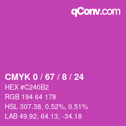 カラーコード: CMYK 0 / 67 / 8 / 24 | qconv.com