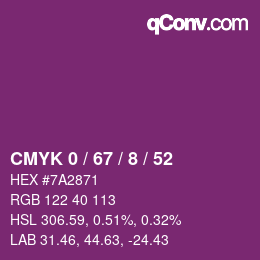 Color code: CMYK 0 / 67 / 8 / 52 | qconv.com