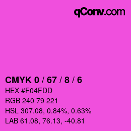 カラーコード: CMYK 0 / 67 / 8 / 6 | qconv.com