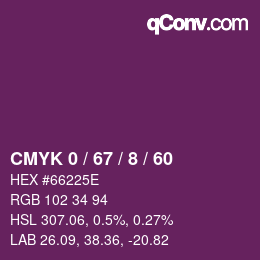 Color code: CMYK 0 / 67 / 8 / 60 | qconv.com