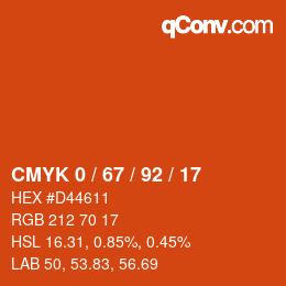 颜色代码: CMYK 0 / 67 / 92 / 17 | qconv.com