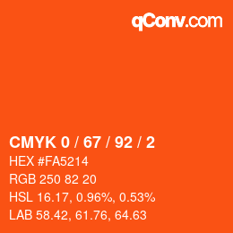 Color code: CMYK 0 / 67 / 92 / 2 | qconv.com