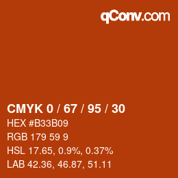 カラーコード: CMYK 0 / 67 / 95 / 30 | qconv.com