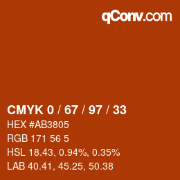 Farbcode: CMYK 0 / 67 / 97 / 33 | qconv.com
