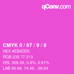 カラーコード: CMYK 0 / 67 / 9 / 8 | qconv.com