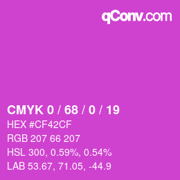カラーコード: CMYK 0 / 68 / 0 / 19 | qconv.com