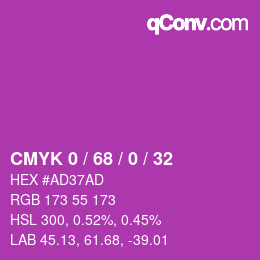 Color code: CMYK 0 / 68 / 0 / 32 | qconv.com