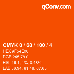 Color code: CMYK 0 / 68 / 100 / 4 | qconv.com