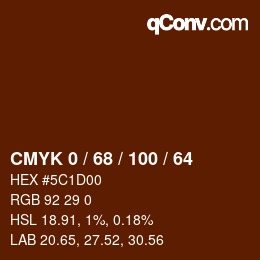颜色代码: CMYK 0 / 68 / 100 / 64 | qconv.com