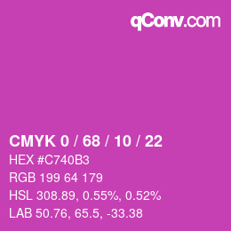 カラーコード: CMYK 0 / 68 / 10 / 22 | qconv.com