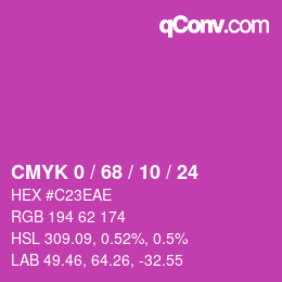 カラーコード: CMYK 0 / 68 / 10 / 24 | qconv.com