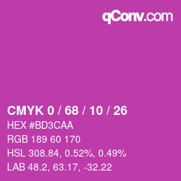 Farbcode: CMYK 0 / 68 / 10 / 26 | qconv.com