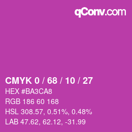 カラーコード: CMYK 0 / 68 / 10 / 27 | qconv.com