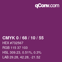 Color code: CMYK 0 / 68 / 10 / 55 | qconv.com