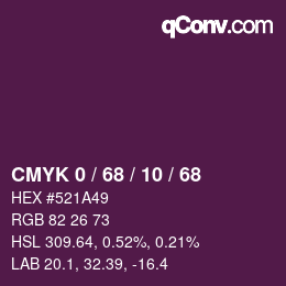 Color code: CMYK 0 / 68 / 10 / 68 | qconv.com