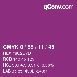 Color code: CMYK 0 / 68 / 11 / 45 | qconv.com